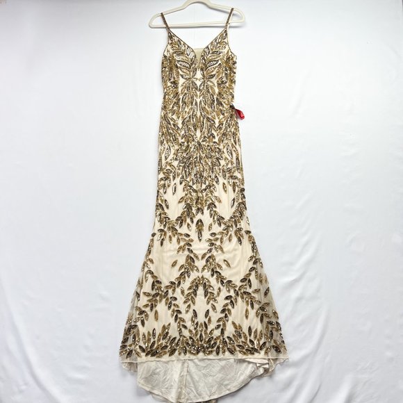 NWT Mac Duggal Embellished Leaf Beaded Beaded Evening Gown Style #5107 Size 4 - Picture 10 of 10